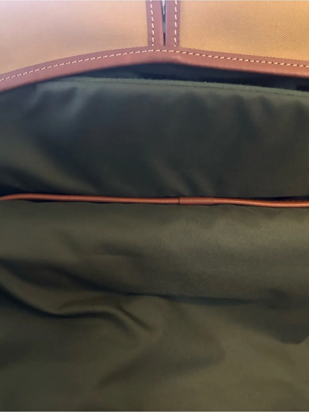 Tan Camera Bag with Brown Leather Trim